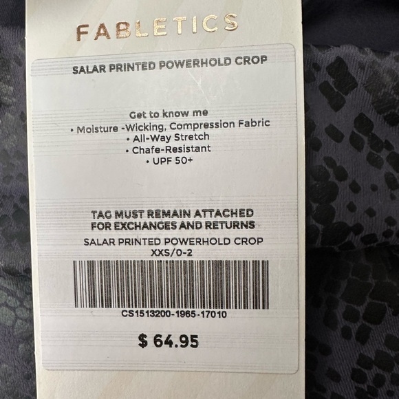 Fabletics Printed Powerhold Cropped Leggings NWT Yoga Snakeskin Activewear - Picture 4 of 11